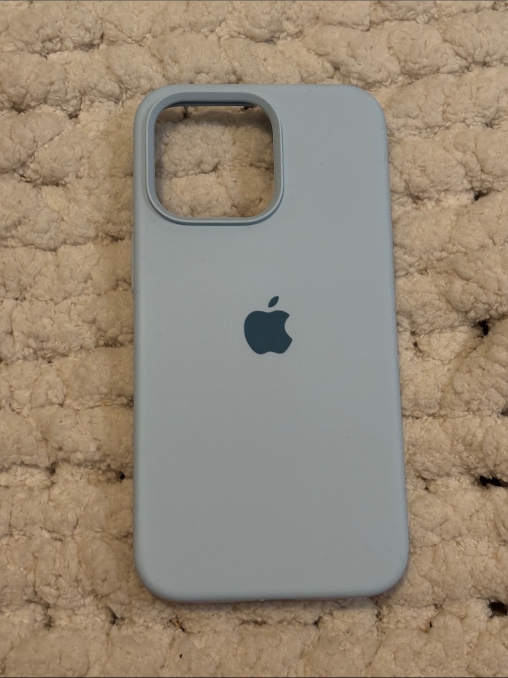 Apple Silicone iPhone Case - Light Blue with Dark Blue Apple Logo